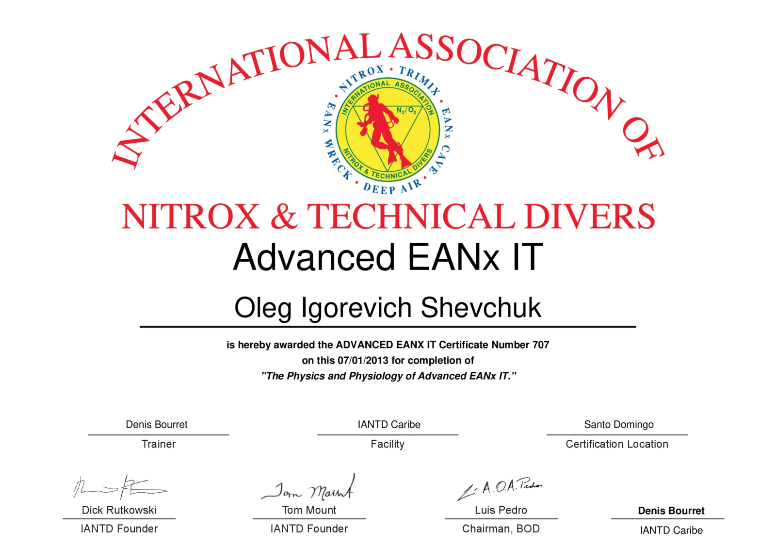 Advanced EANx Instructor Trainer