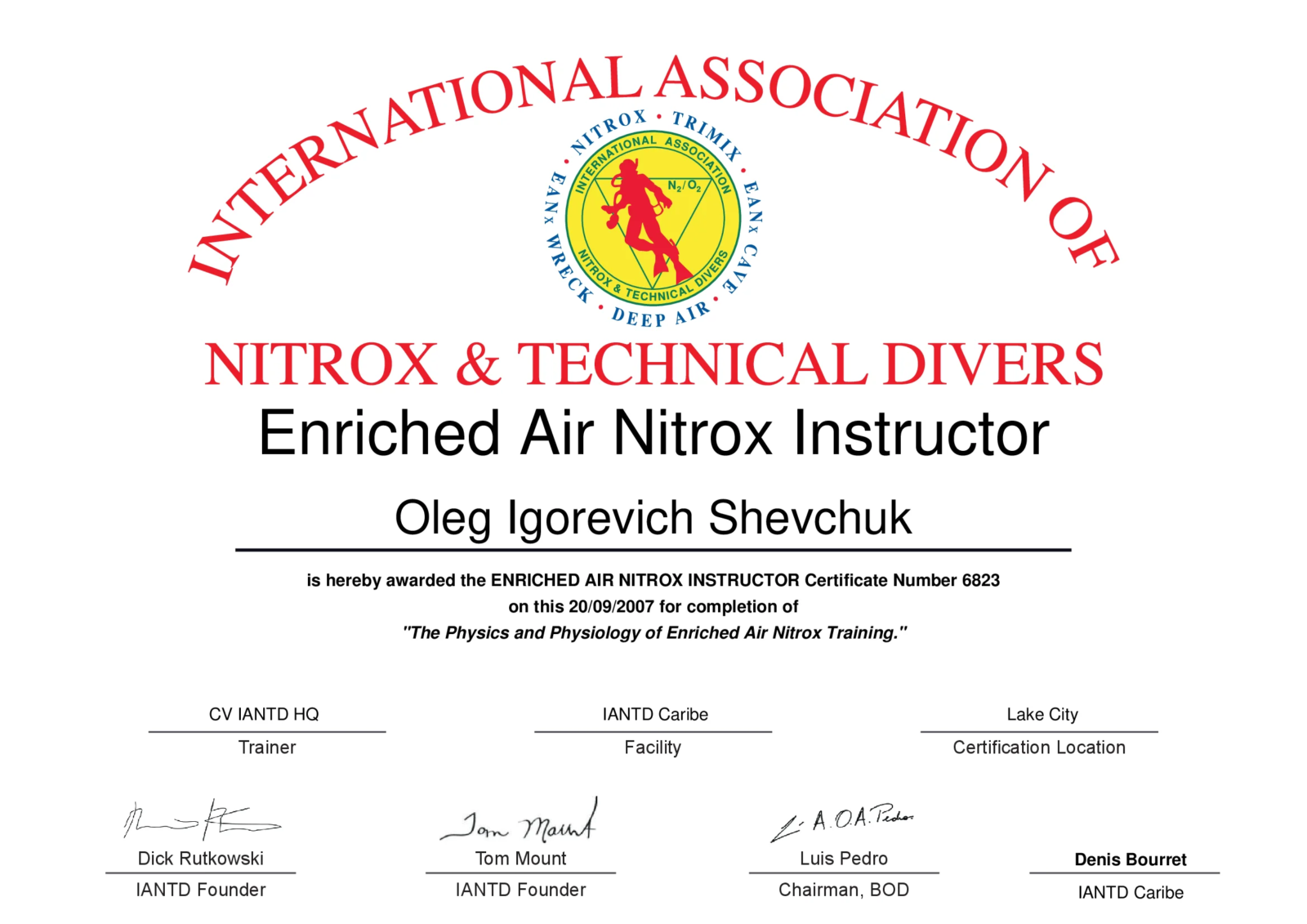 Enriched Air Nitrox Instructor