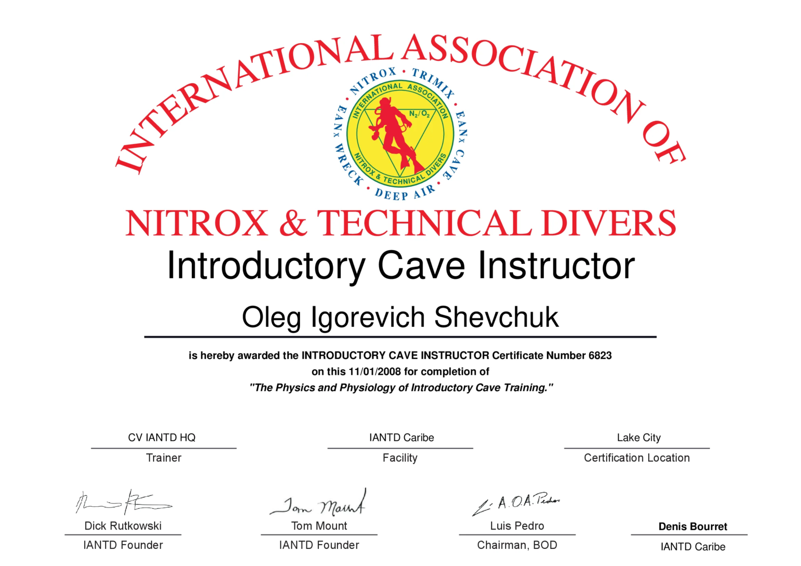 Introductory Cave Instructor