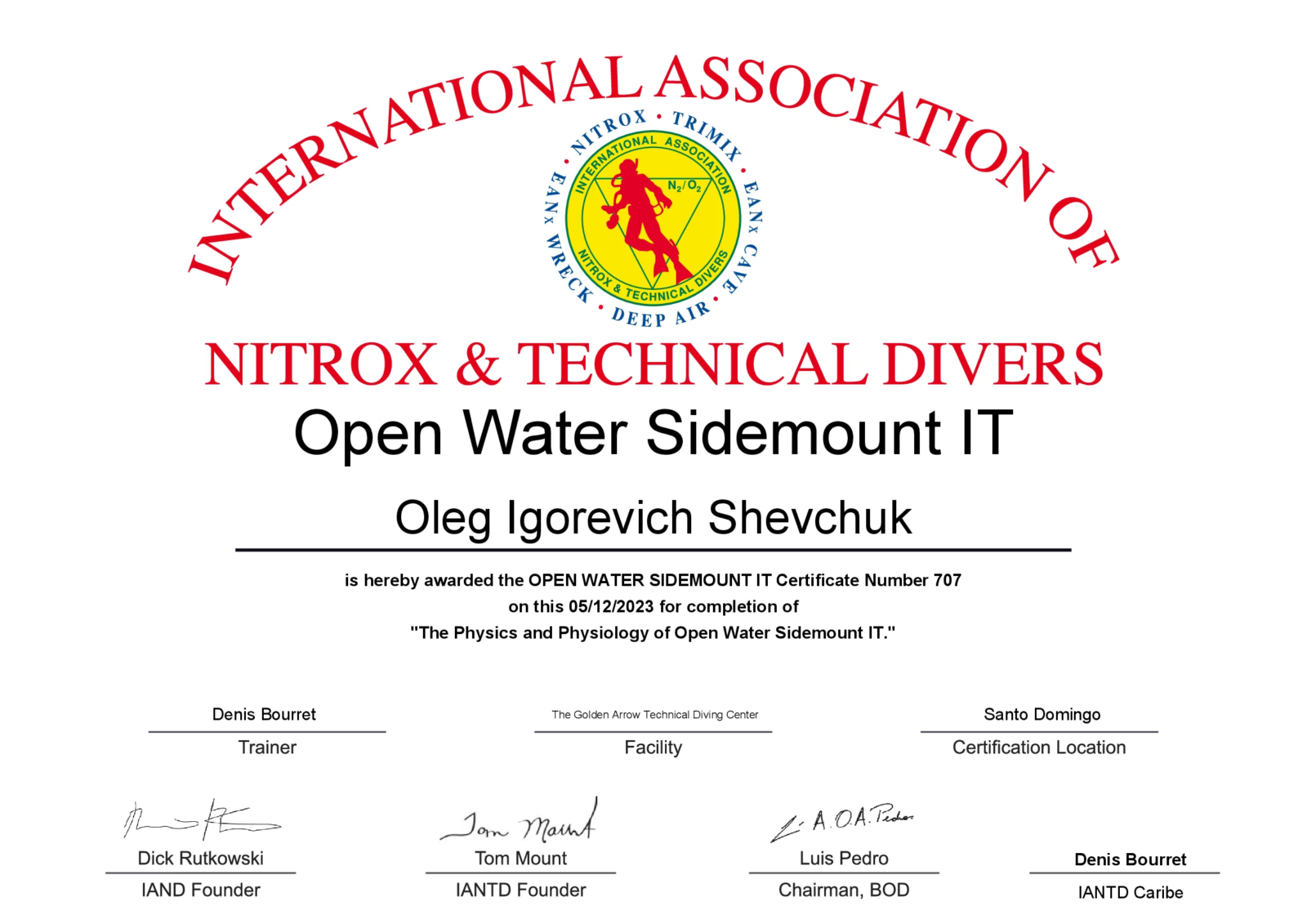 Open Water Sidemount Instructor Trainer