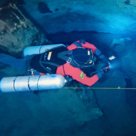 Sidemount diving in the caves of the Dominican Republic.